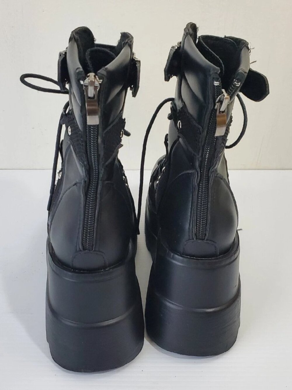 GOTIC STYLE PLATFORM COSPLAY WOMEN'S MIDCALF BOOTS WEDGES COMFY MOTORCYCLE SIZ 9 - Picture 7 of 7